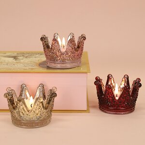 Набор стеклянных подсвечников Princess Crown 5 см, 3 шт (Boltze, Германия). Артикул: 1006818-набор