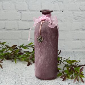Стеклянная ваза - бутылка Олиана 21 см вишневая (Boltze, Германия). Артикул: 1015250-1