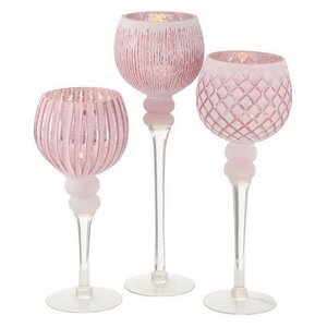 Набор стеклянных подсвечников-бокалов Виндлайт 30-40 см розовый, 3 шт Boltze фото 3