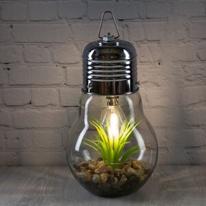 Декоративный подвесной светильник - флорариум Лампочка с Агавой 23 см, теплая белая LED подсветка, IP20 (Boltze, Германия). Артикул: 1021308-2