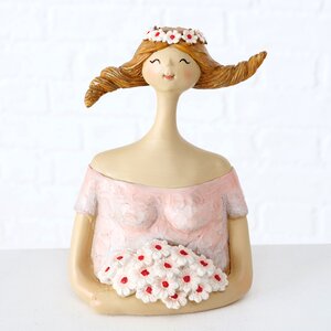 Декоративная статуэтка Девушка с цветами Альма-Роуз 16 см (Boltze, Германия). Артикул: 1021323-1