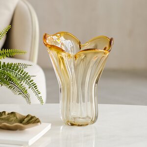Декоративная ваза Via Drappo 27 см янтарная EDG фото 1