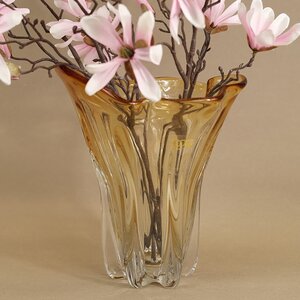 Декоративная ваза Via Drappo 27 см янтарная (EDG, Италия). Артикул: 104568-47