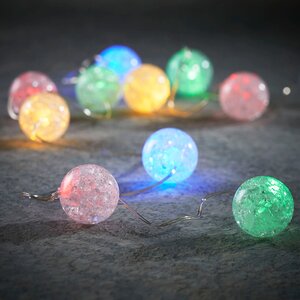 Светодиодная гирлянда шарики Воздушный Ноктюрн на батарейках 1 м, 10 разноцветных LED ламп, серебряная проволока, IP20 Edelman фото 1