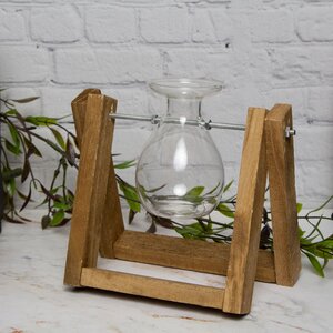 Маленькая ваза Адениум 17*17 см на деревянной подставке, стекло Edelman фото 1