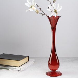Стеклянная ваза Ирлинда 35 см бургунди EDG фото 1