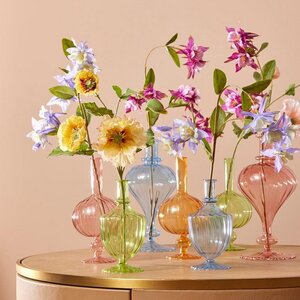 Стеклянная ваза-подсвечник Monofiore 20 см голубая EDG фото 10