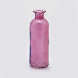 Стеклянная ваза-бутылка Гратин 16 см розовая