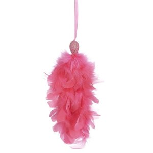 Елочная игрушка с перьями Кисточка Альтео 22 см розовая, подвеска Edelman фото 1