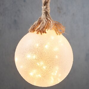 Подвесной светильник на канате Шар Бранилейв 14 см, 30 теплых белых LED ламп, на батарейках, таймер, стекло (Edelman, Нидерланды). Артикул: ID78152