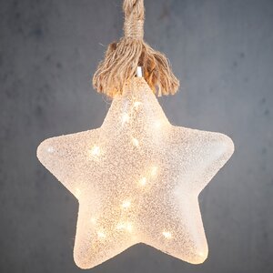 Подвесной светильник на канате Звезда Бранилейв 20 см, 15 теплых белых LED ламп, на батарейках, таймер, стекло (Edelman, Нидерланды). Артикул: ID78154