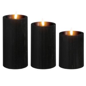 Набор светодиодных свечей Ondule Black 10-15 см, 3 шт, с имитацией пламени, на батарейках Edelman фото 4