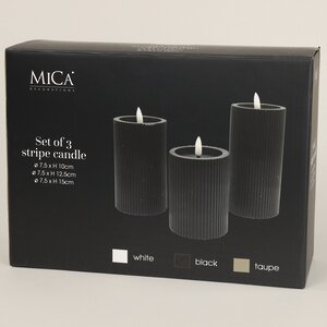 Набор светодиодных свечей Ondule Black 10-15 см, 3 шт, с имитацией пламени, на батарейках Edelman фото 3