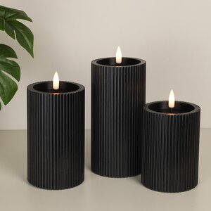 Набор светодиодных свечей Ondule Black 10-15 см, 3 шт, с имитацией пламени, на батарейках Edelman фото 5