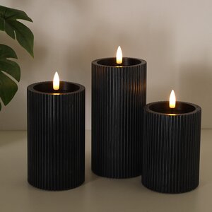 Набор светодиодных свечей Ondule Black 10-15 см, 3 шт, с имитацией пламени, на батарейках Edelman фото 2