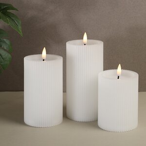 Набор светодиодных свечей Ondule White 10-15 см, 3 шт, с имитацией пламени, на батарейках Edelman фото 1