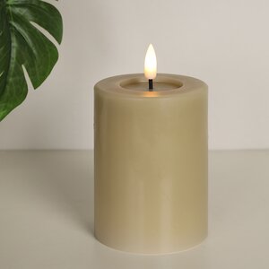 Светодиодная свеча с имитацией пламени Facile 10 см, бежевая, таймер, на батарейках Edelman фото 3