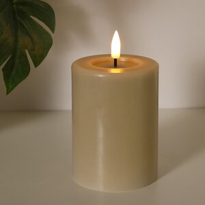 Светодиодная свеча с имитацией пламени Facile 10 см, бежевая, таймер, на батарейках Edelman фото 1