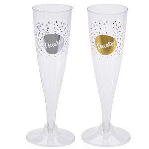 Пластиковые бокалы для шампанского Фейерверк с крупными блестками 24 см, 4 шт, 150 мл Koopman фото 1