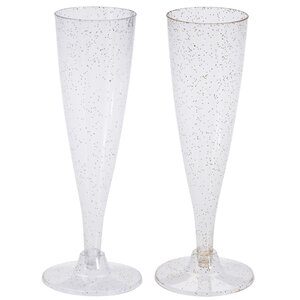 Пластиковые бокалы для шампанского Фейерверк с мелкими блестками 24 см, 4 шт, 150 мл (Koopman, Нидерланды). Артикул: ID47788