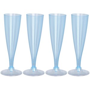 Пластиковые бокалы для шампанского Festival Blue 24 см, 4 шт, 150 мл Koopman фото 1
