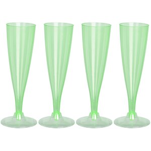 Пластиковые бокалы для шампанского Festival Green 24 см, 4 шт, 150 мл (Koopman, Нидерланды). Артикул: ID73496