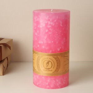 Декоративная свеча Ливорно Marble 205*100 мм розовая Омский Свечной фото 1