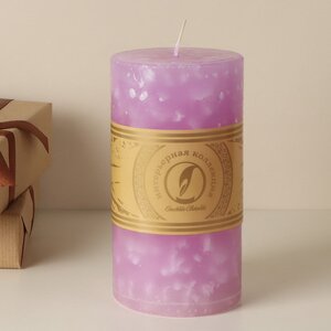 Декоративная свеча Ливорно Marble 150*80 мм сиреневая Омский Свечной фото 1