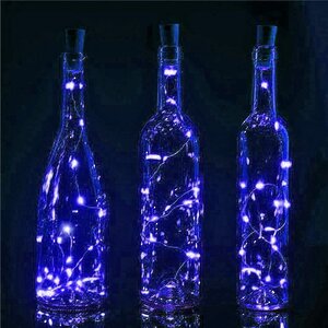 Гирлянда-пробка для бутылки Blue Lights 1 м, 10 синих LED ламп, на батарейках, IP20 (Serpantin, Россия). Артикул: 183-0189