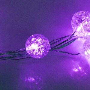 Светодиодная гирлянда на батарейках Жемчужины, 2 м, 20 фиолетовых LED ламп, серебряная проволока, контроллер, IP20 Serpantin фото 2