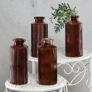 Набор декоративных ваз Сарагоса 14 см, 4 шт, стекло, гранатовый Boltze фото 1