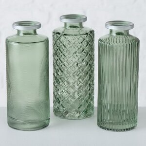 Набор стеклянных ваз Рошель Грин 13 см, 3 шт (Boltze, Германия). Артикул: 2007103-набор