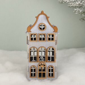 Декоративный домик Амстердам 20 см серый (Christmas Apple, Россия). Артикул: 201020-3