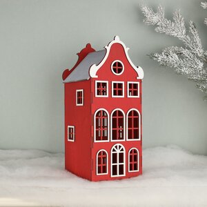 Декоративный домик Амстердам 37 см красный