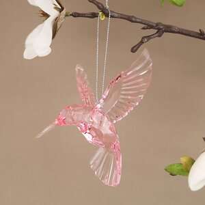 Елочная игрушка Солнечная Птичка Колибри 13 см розовая, подвеска