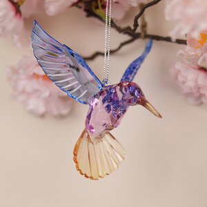 Елочная игрушка Солнечная Птичка Колибри 13 см синяя с розовым, подвеска Forest Market фото 1