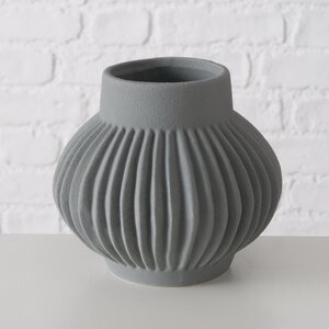 Керамическая ваза Лануарно 18 см серая (Boltze, Германия). Артикул: 2028603-1