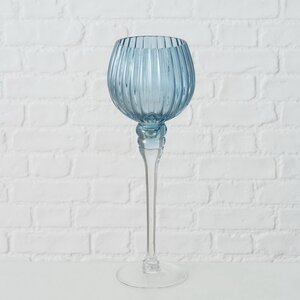 Набор стеклянных подсвечников - бокалов Модена 20-30 см бирюзовый, 3 шт Boltze фото 4