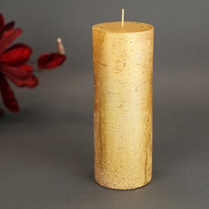 Декоративная свеча Металлик Гранд 180*68 мм золотая (Kaemingk, Нидерланды). Артикул: ID13732