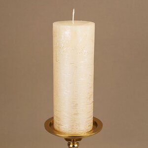 Декоративная свеча Металлик Гранд 180*68 мм кремовая (Kaemingk, Нидерланды). Артикул: ID13742