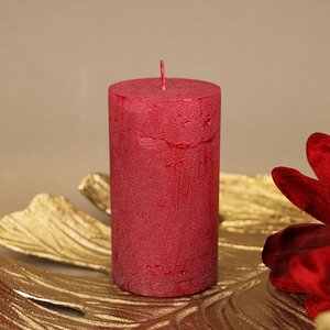Декоративная свеча Металлик Макси 120*68 мм красная (Kaemingk, Нидерланды). Артикул: ID33208