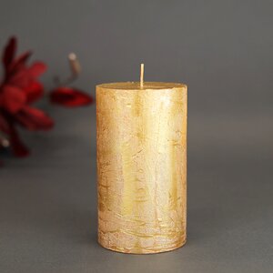 Декоративная свеча Металлик Макси 120*68 мм золотая (Kaemingk, Нидерланды). Артикул: ID13733