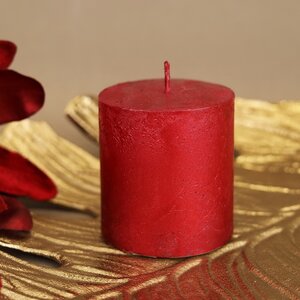 Декоративная свеча Металлик Миди 70*68 мм красная Kaemingk фото 1