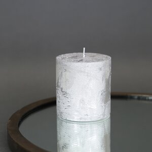 Декоративная свеча Металлик Миди 70*68 мм серебряная (Kaemingk, Нидерланды). Артикул: ID13737