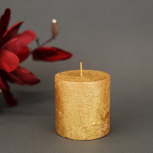 Декоративная свеча Металлик Миди 70*68 мм золотая (Kaemingk, Нидерланды). Артикул: ID13734