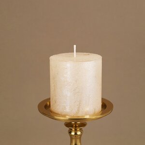 Декоративная свеча Металлик Миди 70*68 мм кремовая (Kaemingk, Нидерланды). Артикул: ID13743