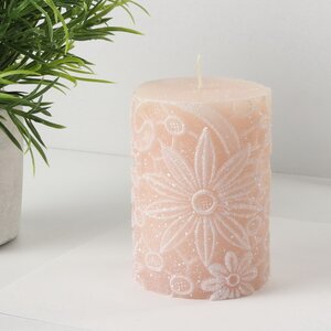 Декоративная свеча Jardin de Flores 10*7 см, розовая (Kaemingk, Нидерланды). Артикул: ID75277