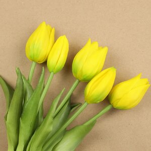 Силиконовые цветы Тюльпаны Parateo 5 шт, 26 см желтые EDG фото 2