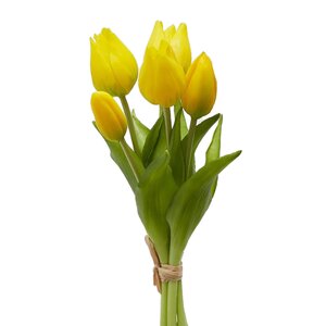 Силиконовые цветы Тюльпаны Parateo 5 шт, 26 см желтые EDG фото 4