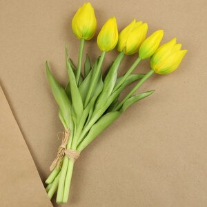 Силиконовые цветы Тюльпаны Parateo 5 шт, 26 см желтые EDG фото 3